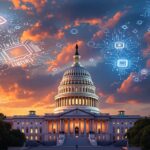 US Capitol building with semiconductor wafers in the sky symbolizing the CHIPS Act