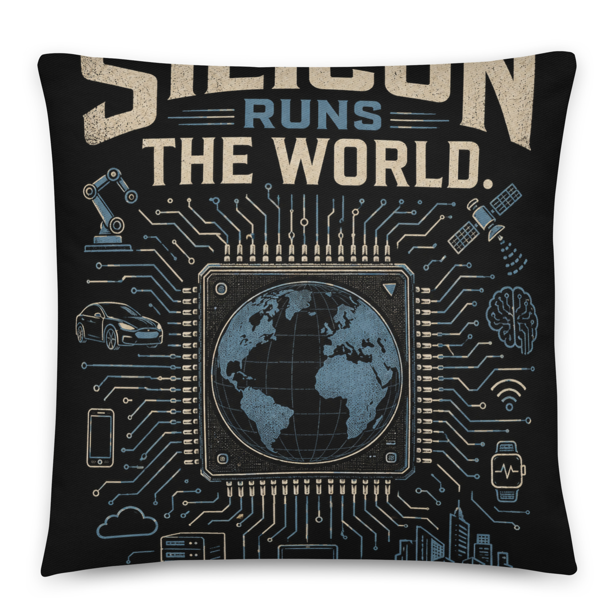 Cotton pillow: "Silicon Runs The World" - Image 3