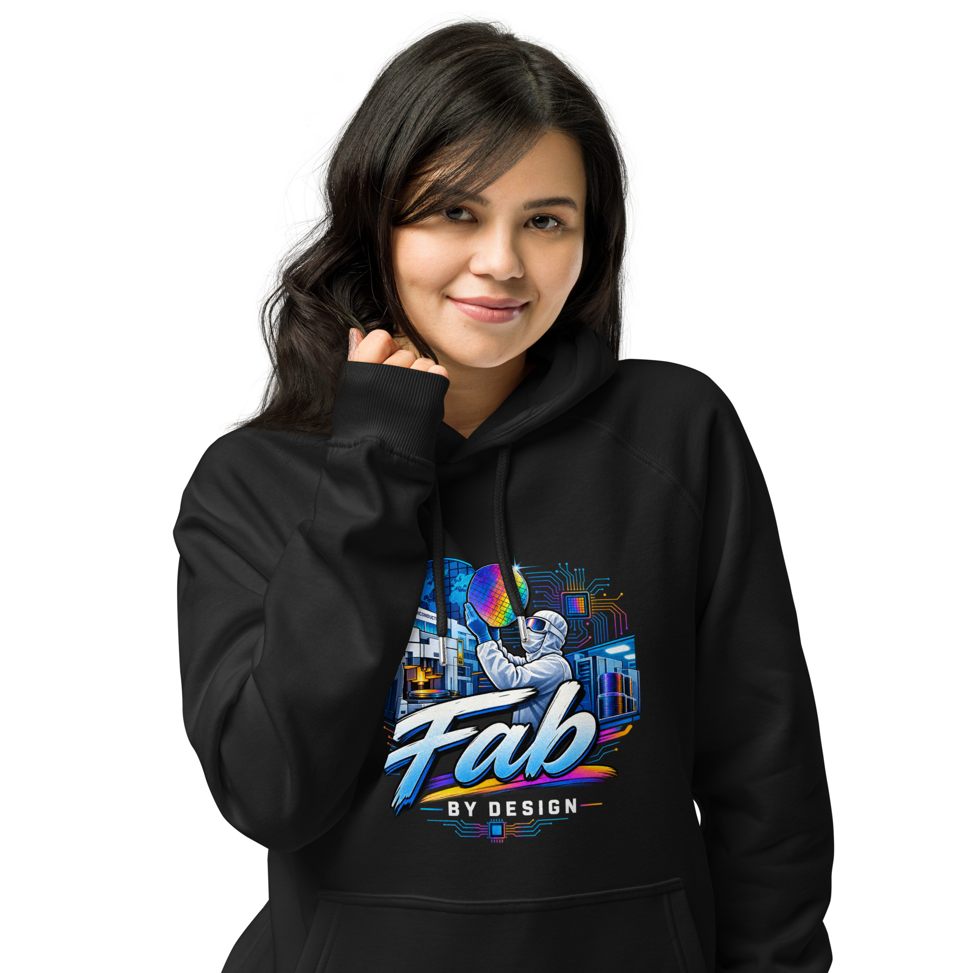 Unisex eco raglan hoodie: "Fab By Design" - Image 3