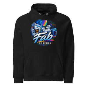 Unisex eco raglan hoodie: "Fab By Design"