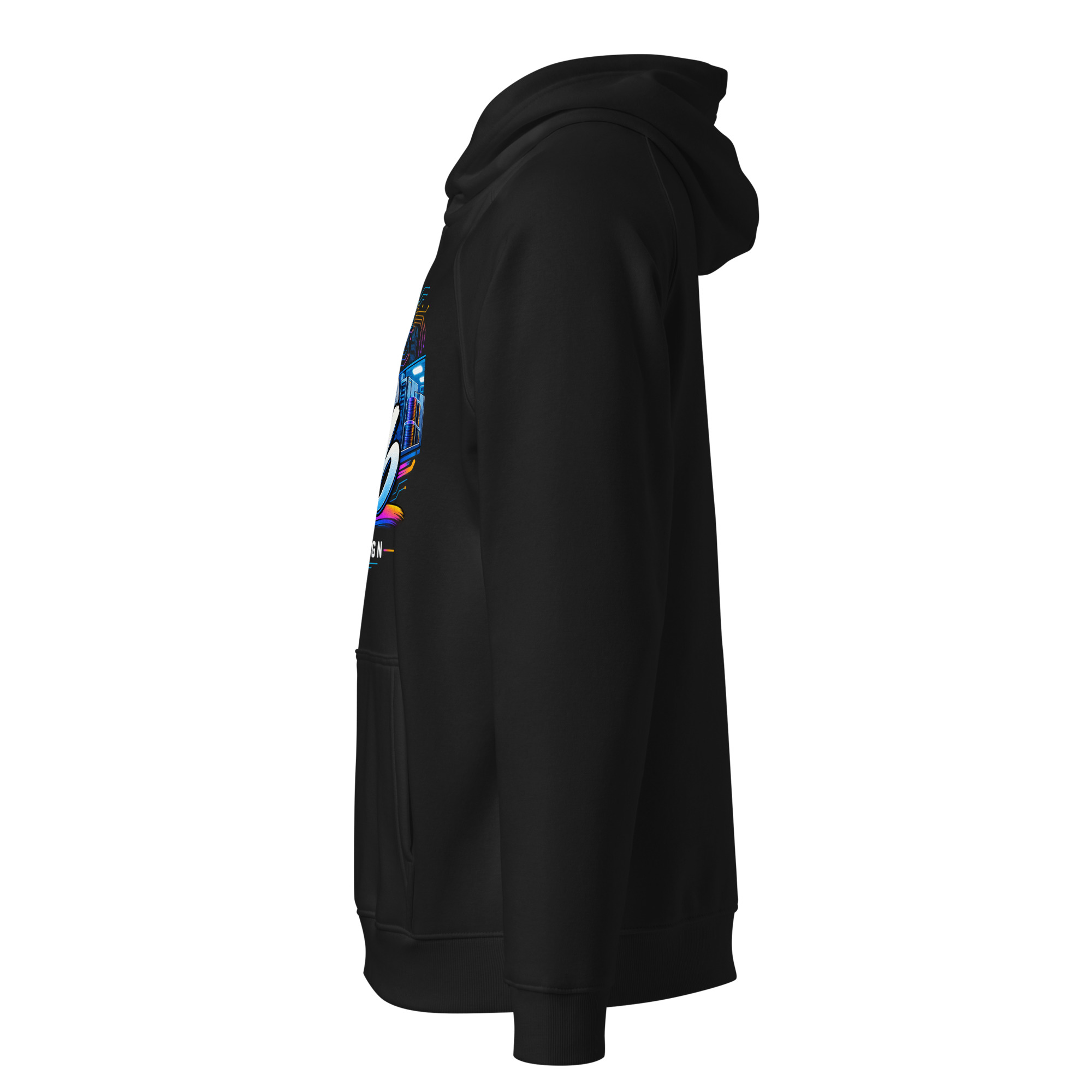 Unisex eco raglan hoodie: "Fab By Design" - Image 2