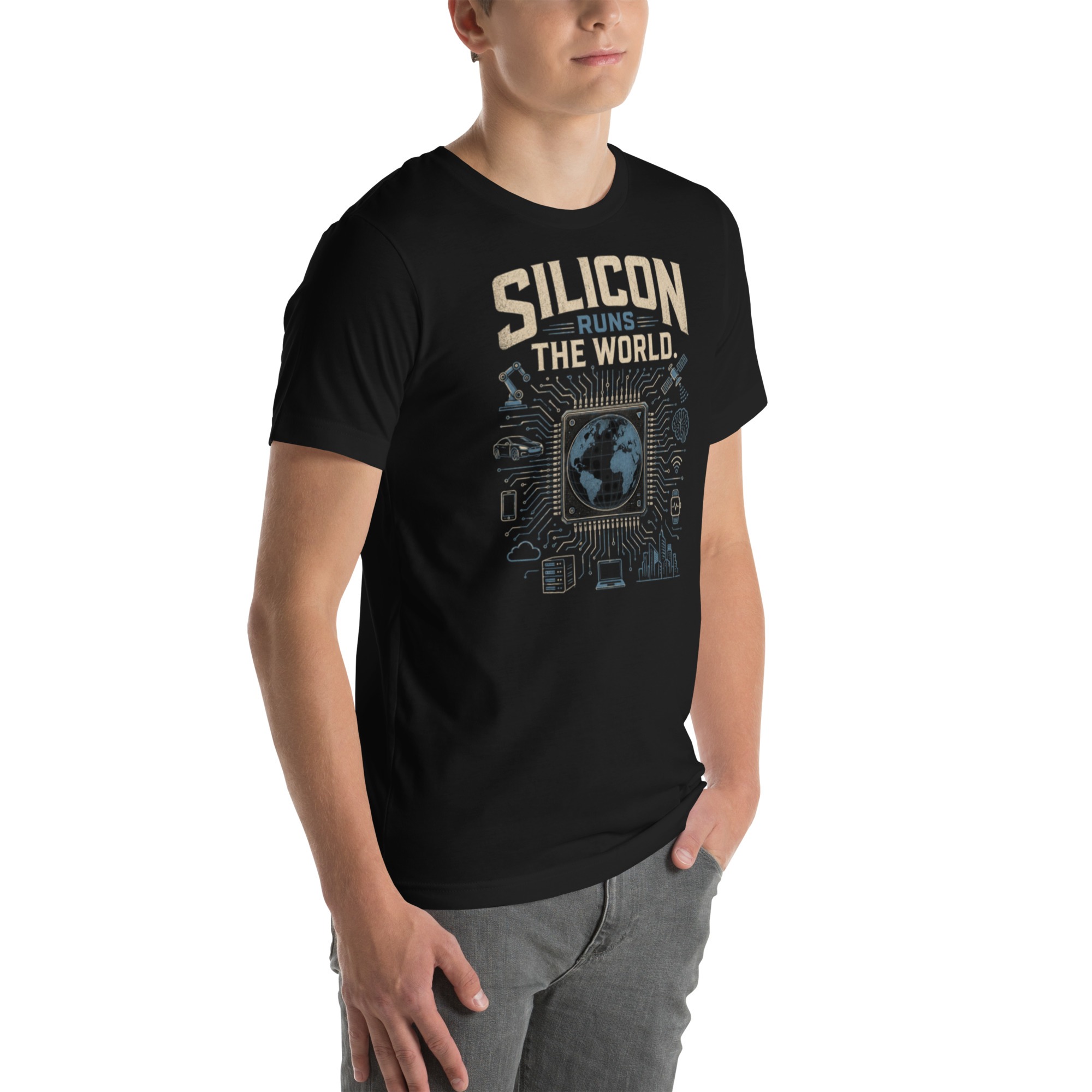 Unisex t-shirt: "Silicon Runs The World" - Image 3