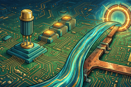 Hand-drawn illustration for a semiconductor industry article