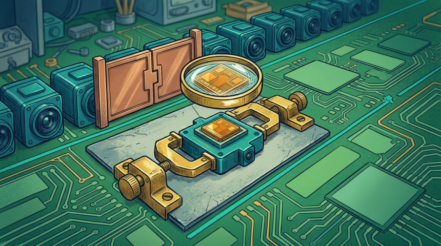 Hand-drawn illustration for a semiconductor industry article