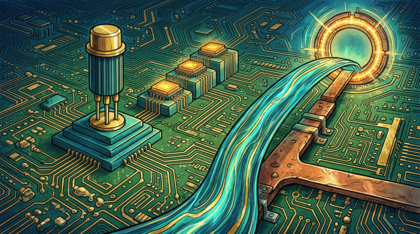 Hand-drawn illustration for a semiconductor industry article